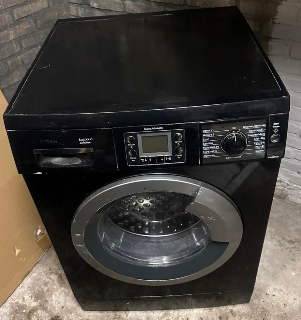 Bosch Logixx 8 Sensitive wasmachine – 8KG – Zwart, Ophalen of Verzenden, Zo goed als nieuw, 1200 tot 1600 toeren, 85 tot 90 cm