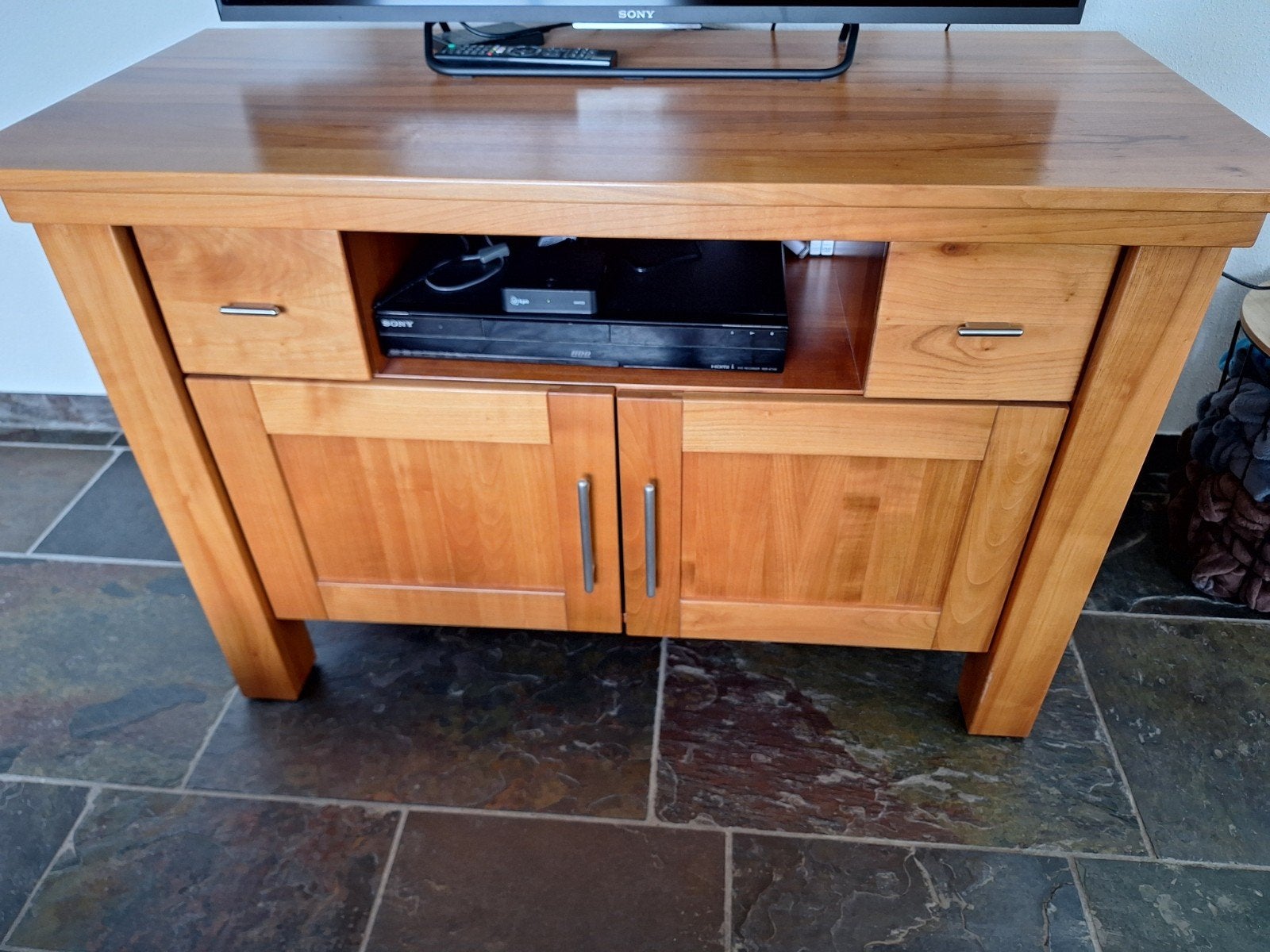 Kersen houten tv-meubel met opbergruimte, Ophalen, Gebruikt, 100 tot 150 cm, Modern klassiek