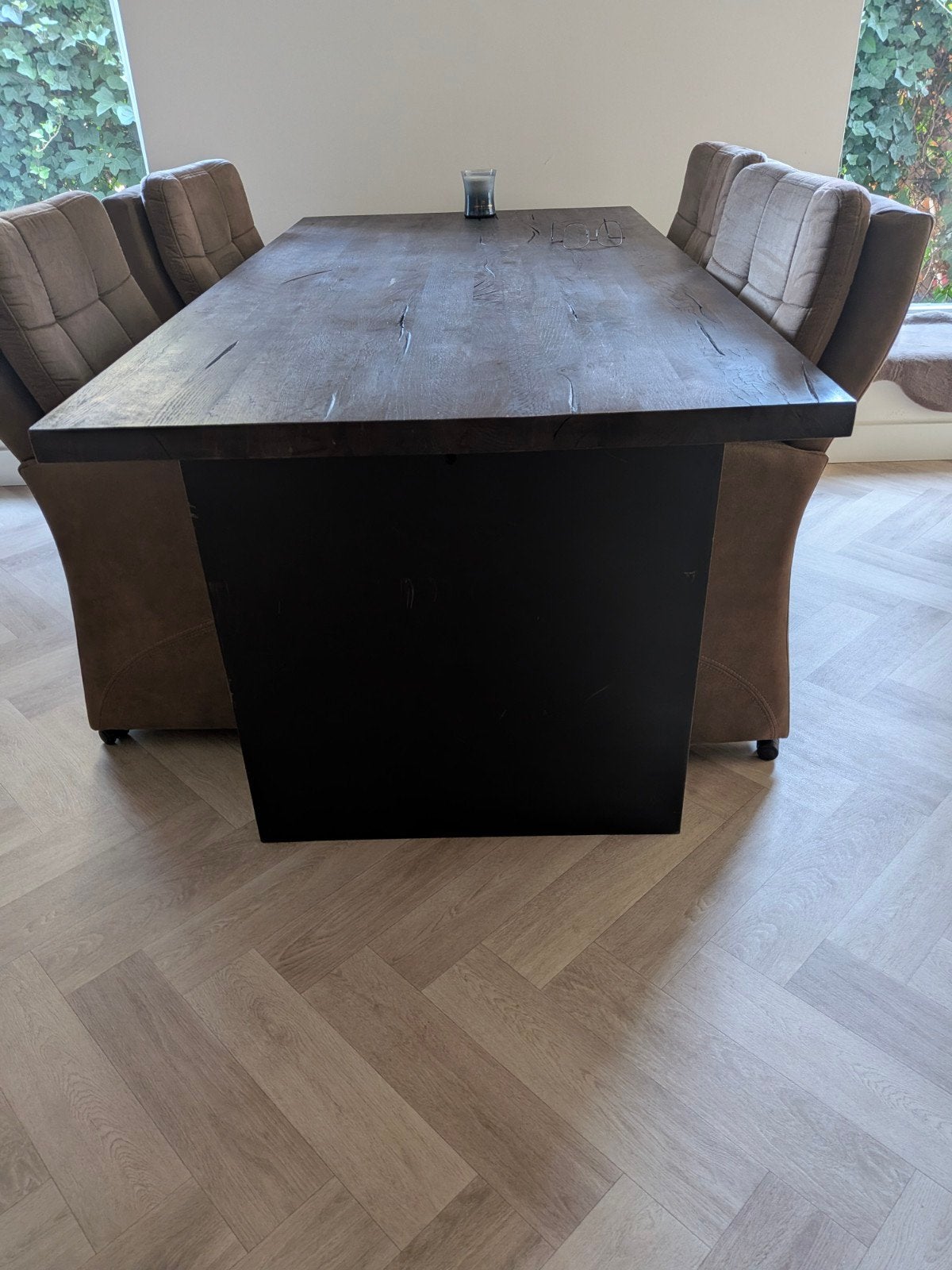 Eetkamertafel met stalen poten - 180 cm, 50 tot 100 cm, Zo goed als nieuw, 150 tot 200 cm, Rechthoekig