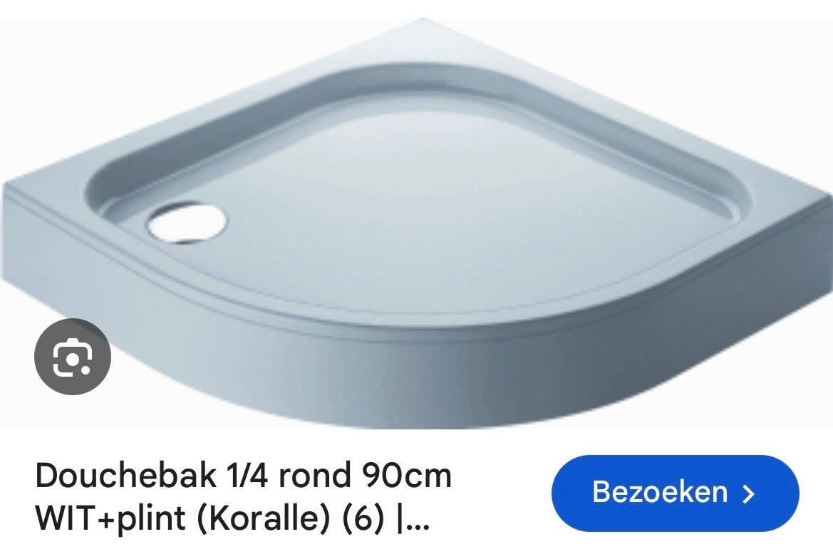 Douchebak 1/4 rond 90cm WIT+plint (Koralie), Doe-het-zelf en Verbouw, Ophalen of Verzenden, Nieuw, Douche