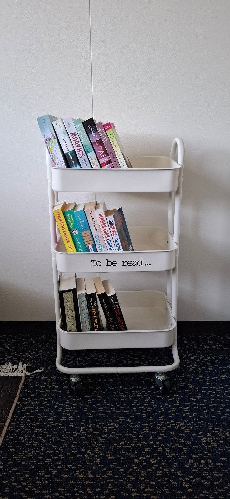 trolley op wielen, boekenkar, boekenkast, Ophalen, Met plank(en), Gebruikt, 50 tot 100 cm