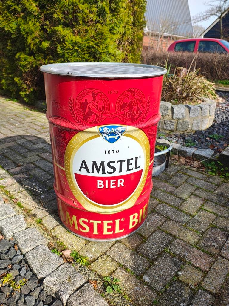 Amstel Bier Barrel BBQ - Uniek en Gebruikt, Tuin en Terras, Houtskoolbarbecues, Ophalen of Verzenden, Gebruikt, Amstel, Met accessoires