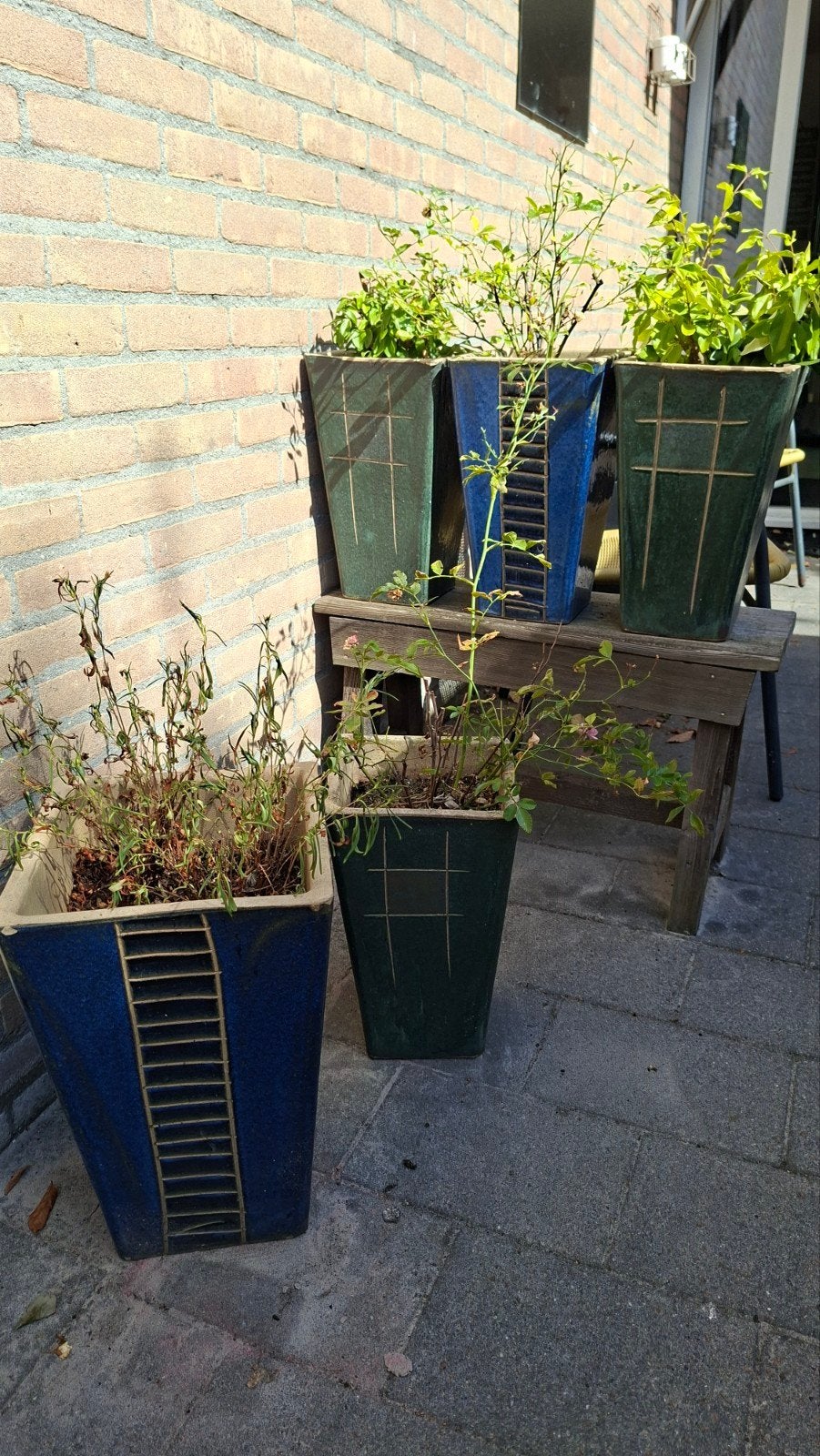 terras planten potten, Tuin en Terras, Ophalen, Steen, Gebruikt, Vierkant