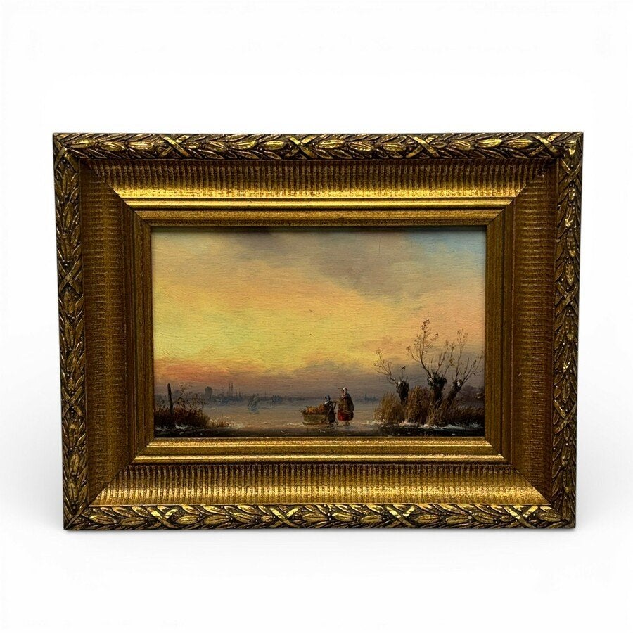Carl Eduard Ahrendts (1822-1898) - ijsgezicht, Antiek en Kunst, Maritiem / water, Nederlandse school, Doek, Ophalen of Verzenden
