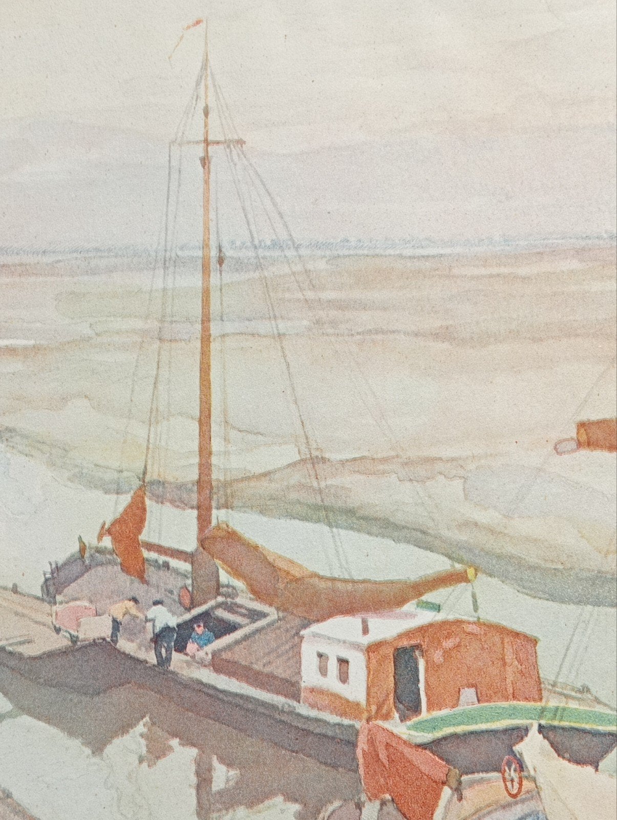 Ype Wenning prent met schip, Verzamelen, Foto's en Prenten, Ophalen of Verzenden, Voor 1940, Gebruikt