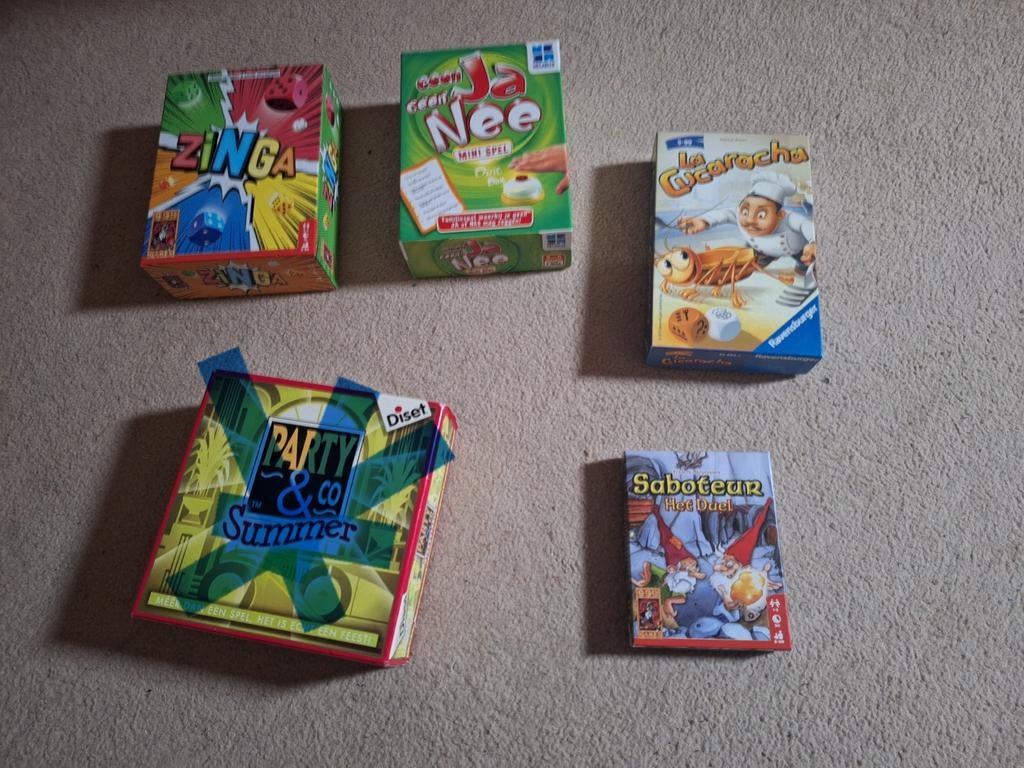 Diverse bordspellen: Zinga, Ja/Nee, La Cucaracha, Vijf spelers of meer, Ophalen of Verzenden, Gebruikt, Diverse