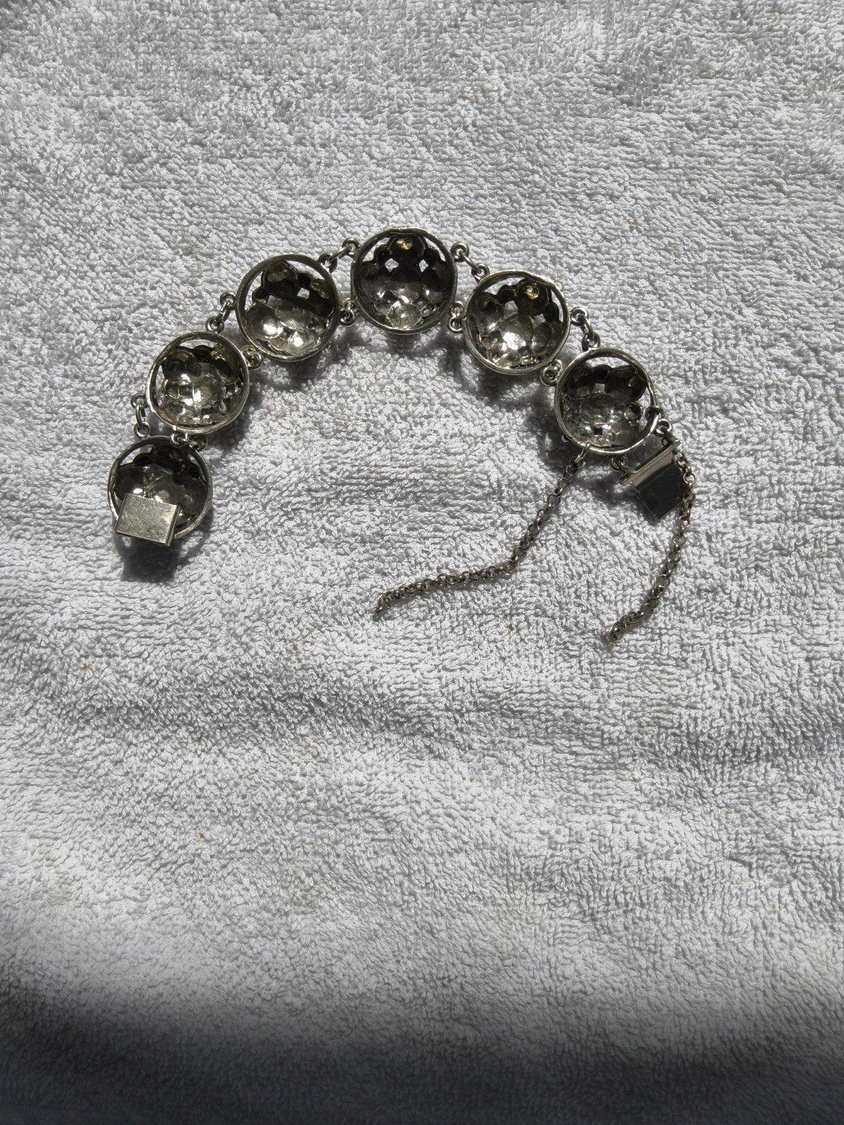 Vintage Zilveren Armband 835 met Veiligheidsketting, Sieraden, Tassen en Uiterlijk, Ophalen of Verzenden, Gebruikt, Zilver, Zilver