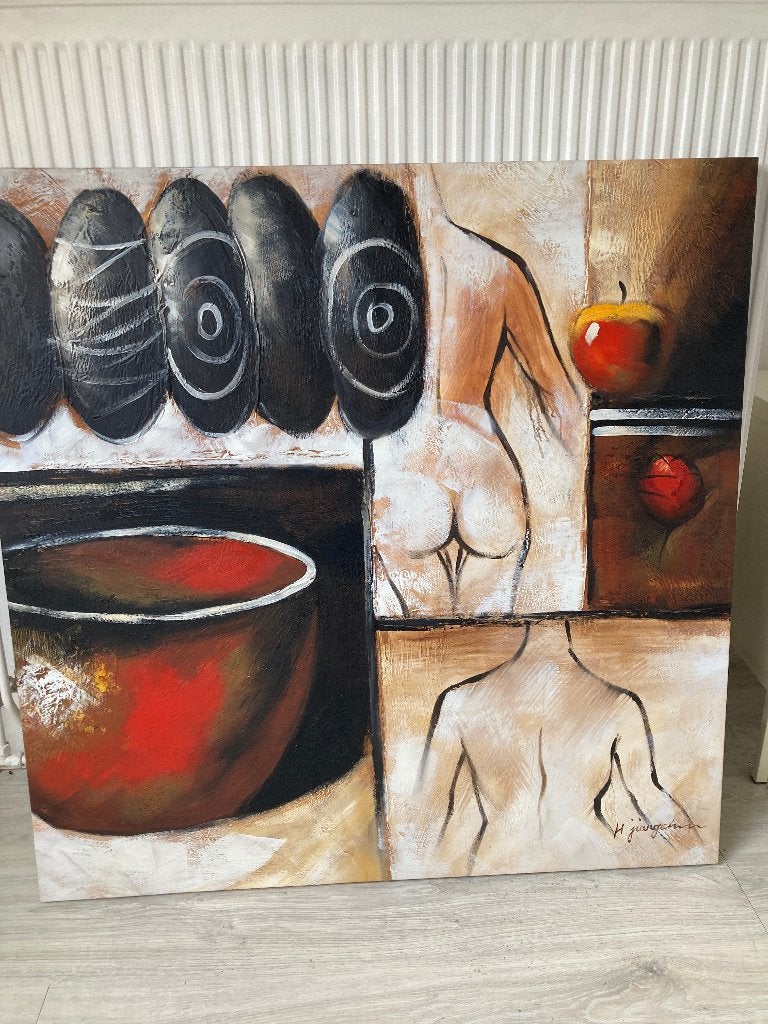 Mooi Schilderij 100 x 100 cm, Antiek en Kunst, Ophalen, Overig onderwerp