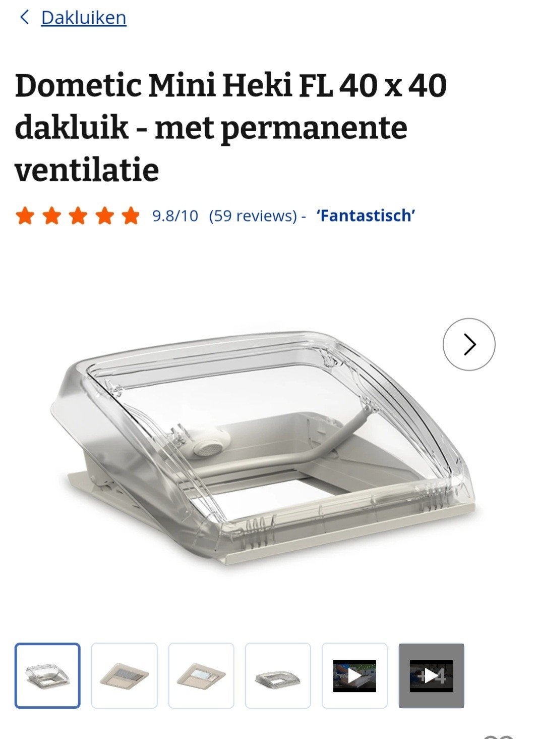 Dometic Mini Heki 40x40 dakluik, Ophalen, Zo goed als nieuw