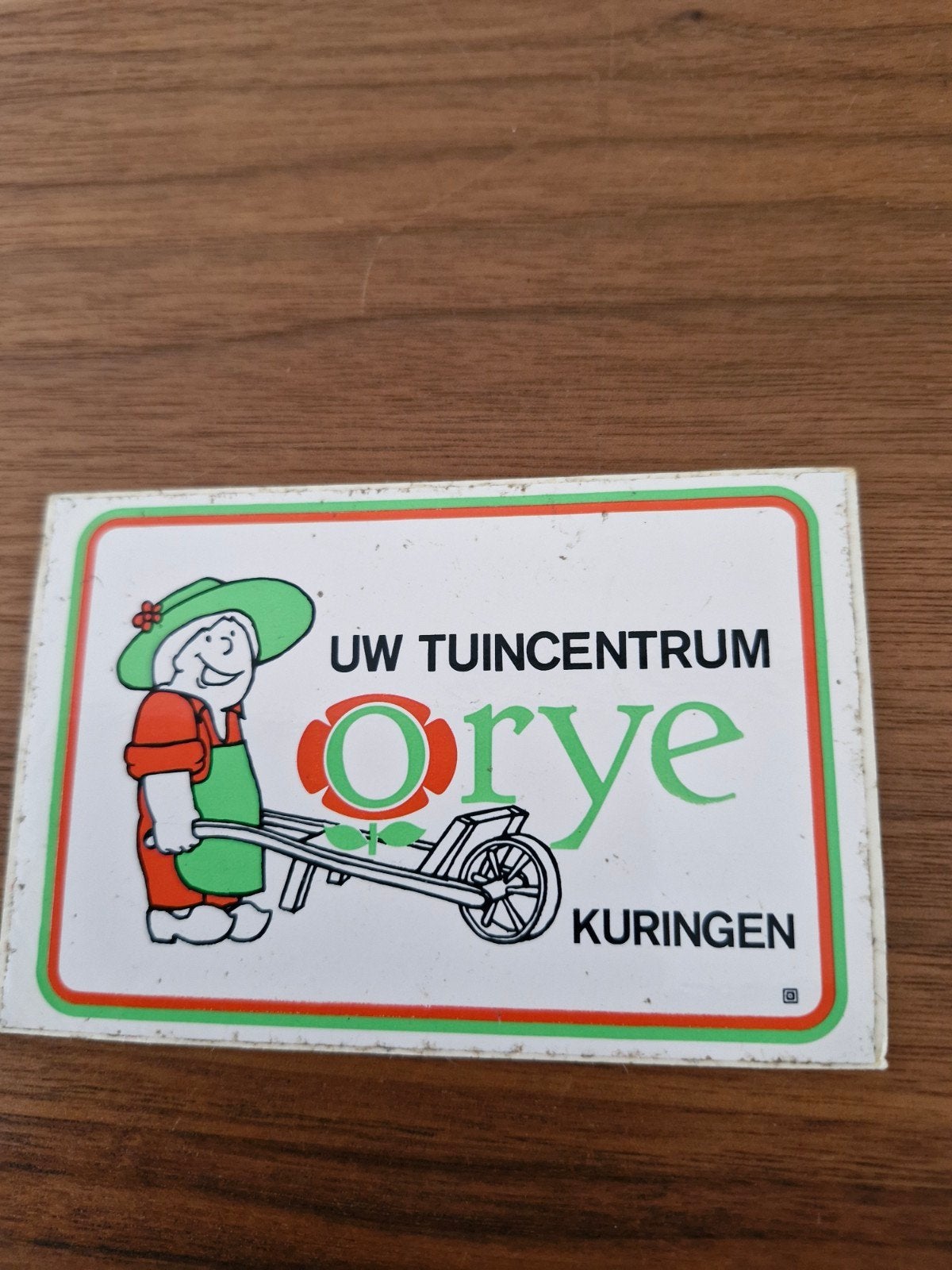 9624 Vintage sticker 'Uw Tuincentrum Orye Kuringen', Ophalen of Verzenden, Gebruikt, Bedrijf of Vereniging