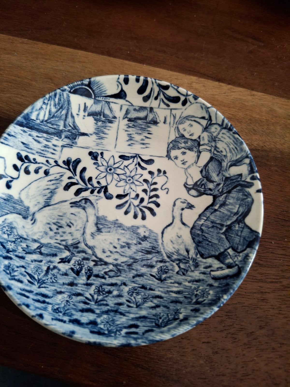 Delfts Blauw Boch bordje met Hollandse tafereel, Antiek en Kunst, Ophalen of Verzenden