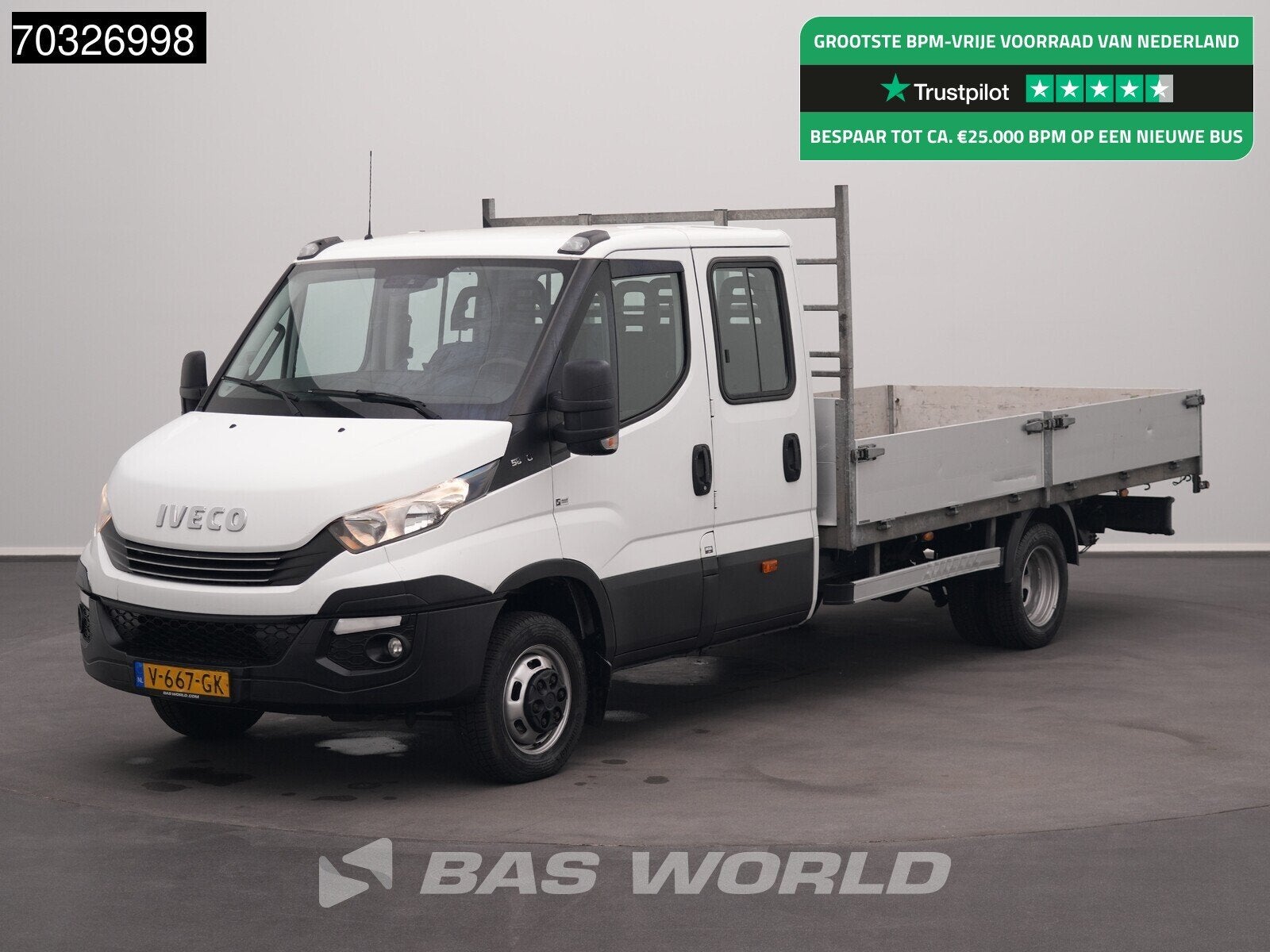 Iveco Daily 50C18 3.0L Automaat Dubbel Cabine Open Laadbak 3, Automaat, Stof, Gebruikt, Euro 6