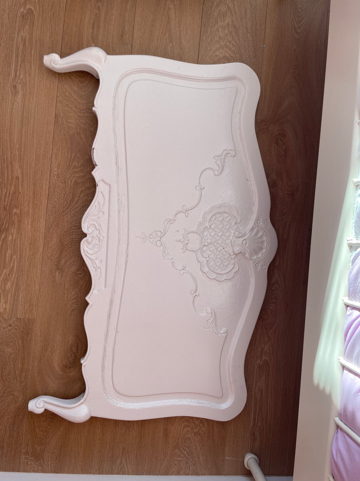 Vintage 1persoons bedframe klaar voor een nieuwe princes, Ophalen, Gebruikt, Wit, Tweepersoons