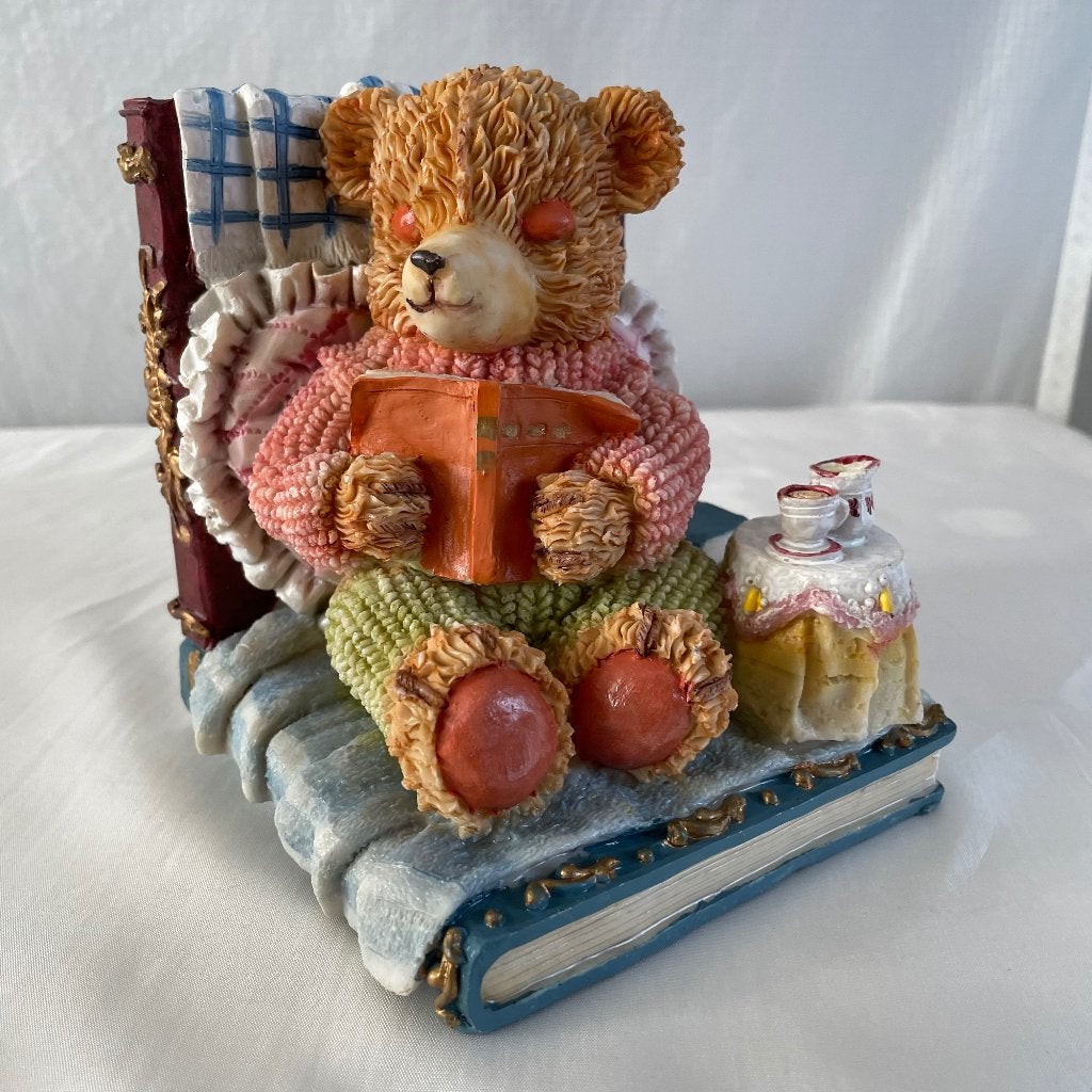 Beren boekensteun met boek – teddybeer decoratie, Ophalen of Verzenden, Zo goed als nieuw, Beeldje, Overige merken