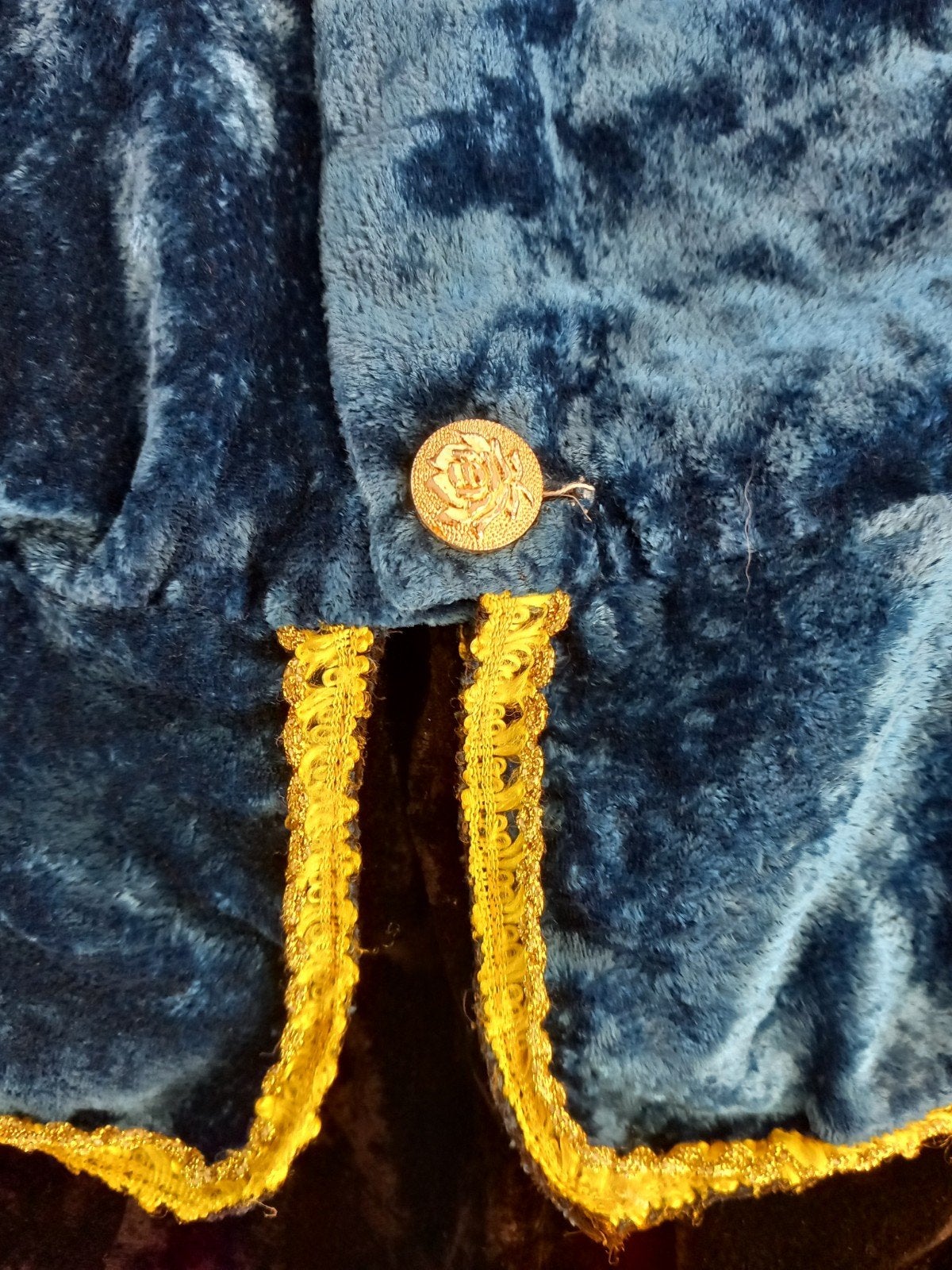 Pietenpak fluweel blauw/zwart maat 140, Ophalen of Verzenden, Zo goed als nieuw, 134 t/m 140, Jongen of Meisje