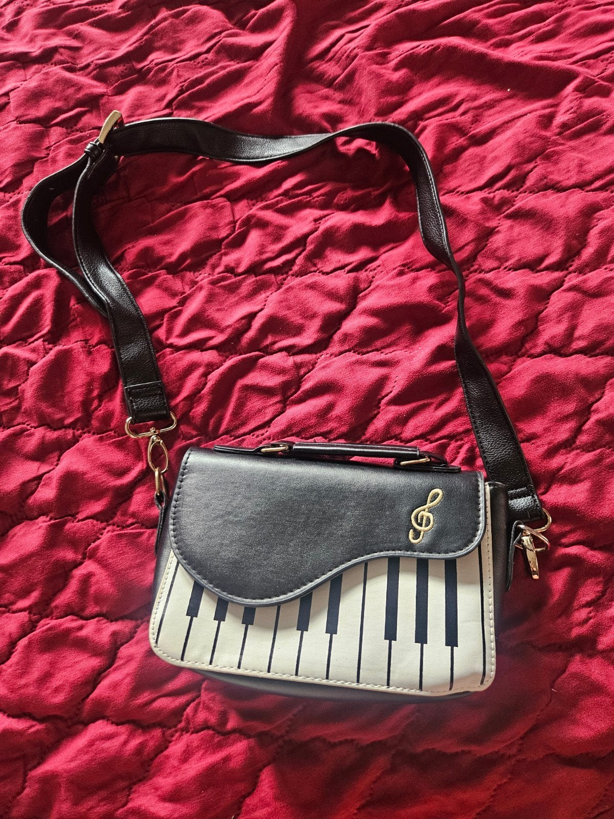 Zwarte Piano Crossbody Tas - Muziek Design Schoudertas, Sieraden, Tassen en Uiterlijk, Ophalen of Verzenden