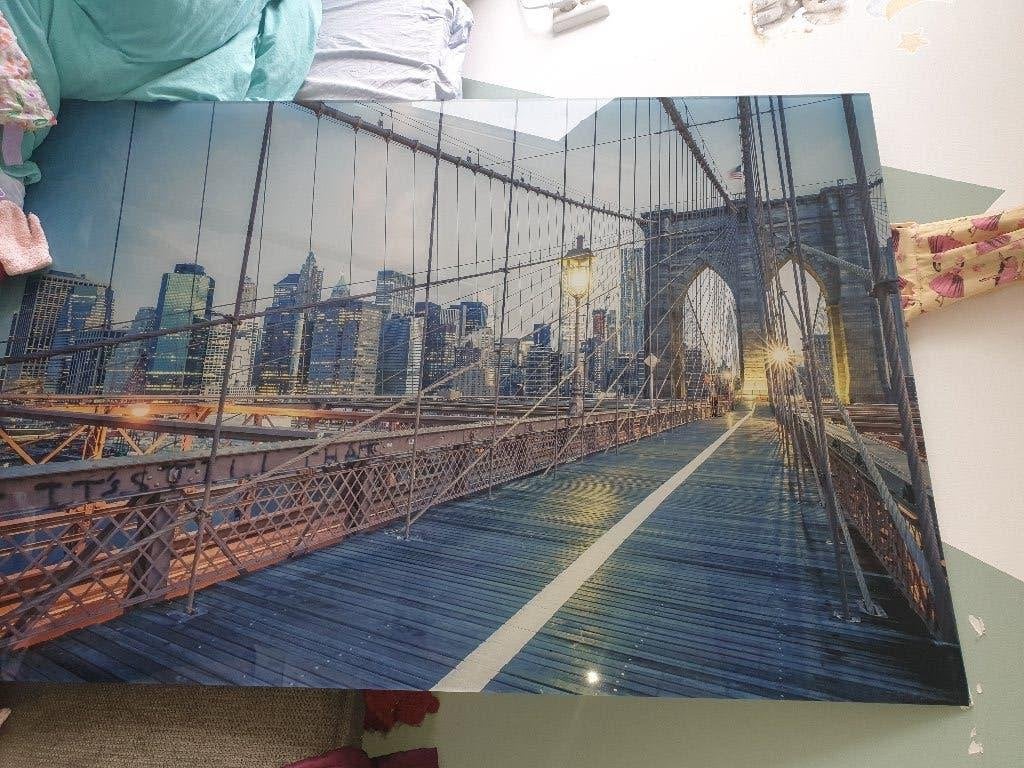 Brooklyn Bridge muurkunst, Huis en Inrichting, Woonaccessoires | Schilderijen, Tekeningen en Foto's, Ophalen, Zo goed als nieuw