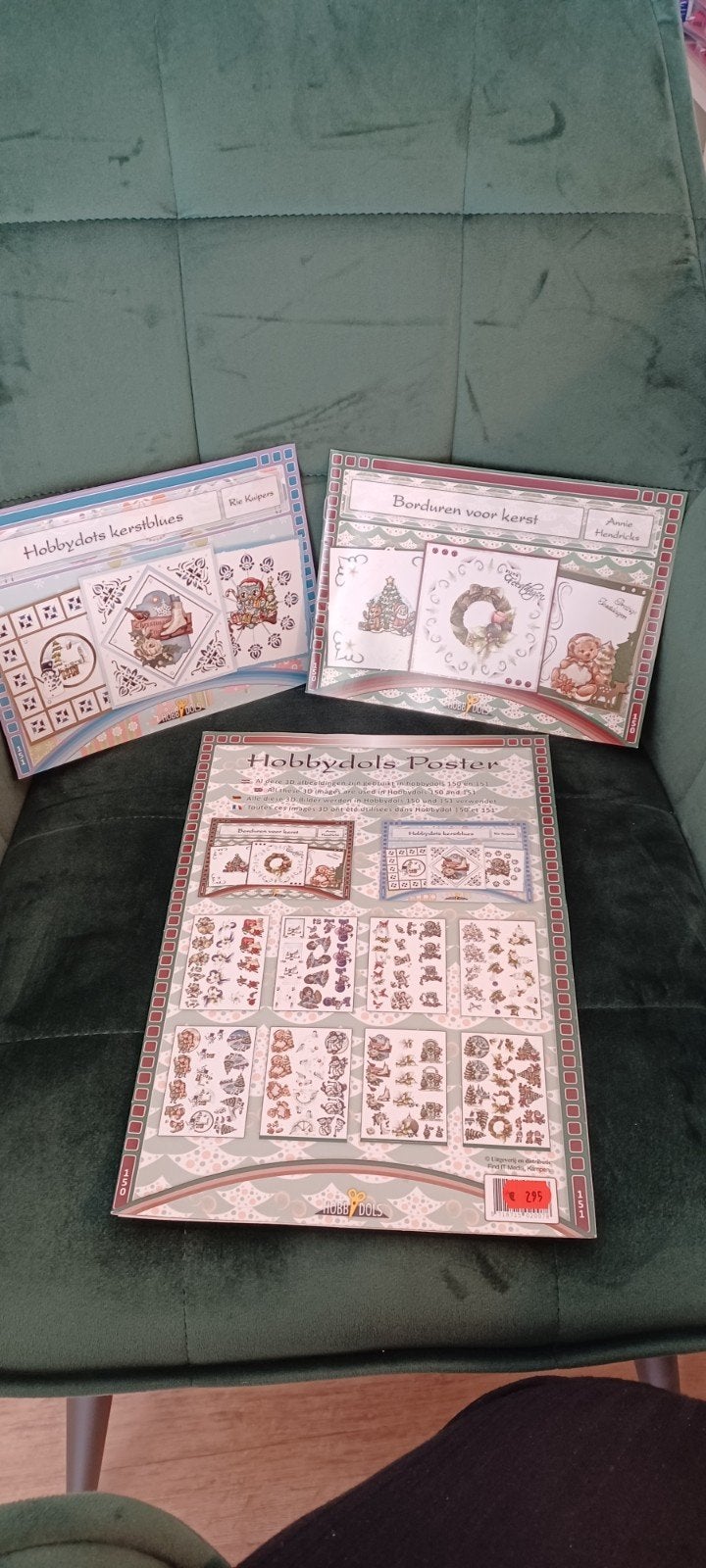 Hobbydols Poster Borduren voor Kerst & Kerstblues, Ophalen