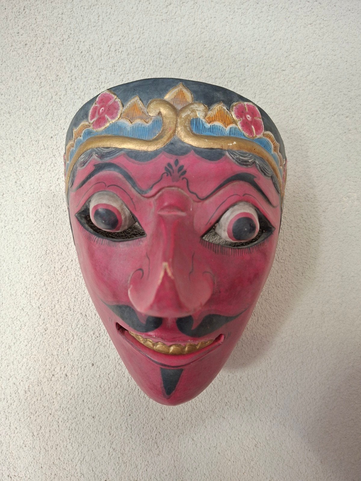 Vintage Javaans Topeng Dansmasker - Handgesneden Hout, Antiek en Kunst, Hout, Geschilderd, Masker, Ophalen of Verzenden