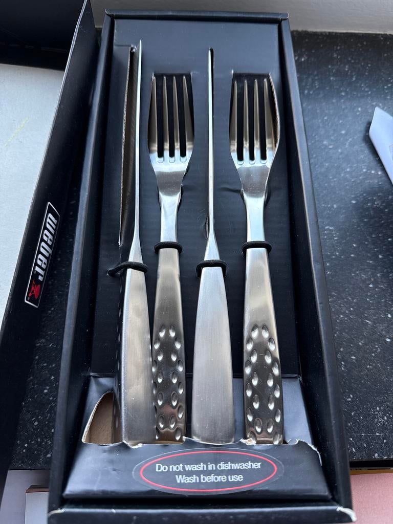 Weber Deluxe Steak Set, 2-delig, Ophalen of Verzenden, Nieuw, Rvs of Chroom, Bestekset