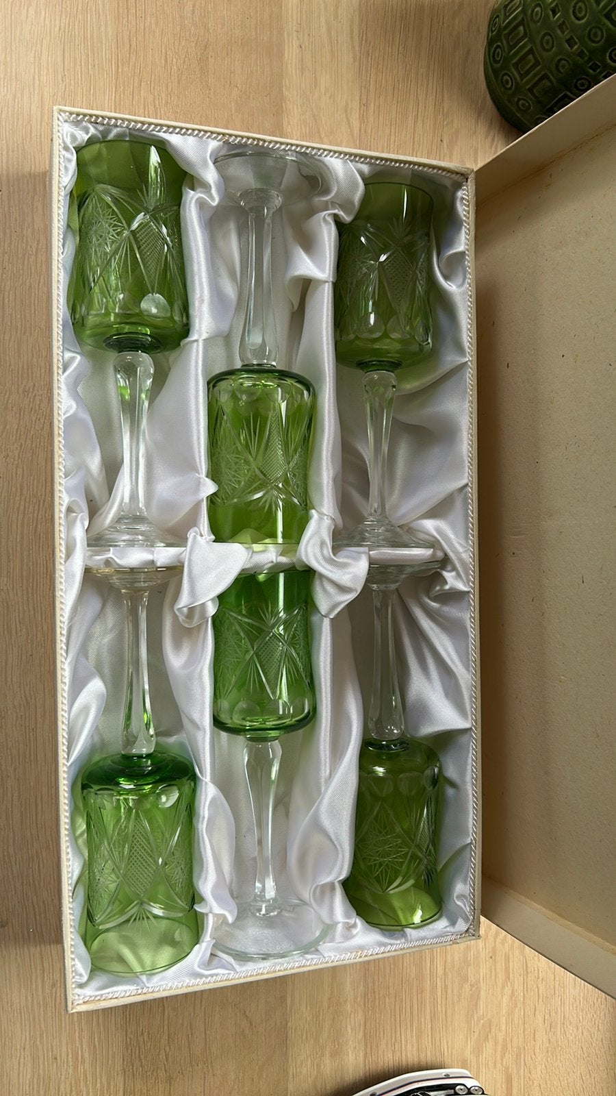 Vintage kristallen wijnglazen set., Antiek en Kunst, Antiek | Glas en Kristal, Ophalen of Verzenden