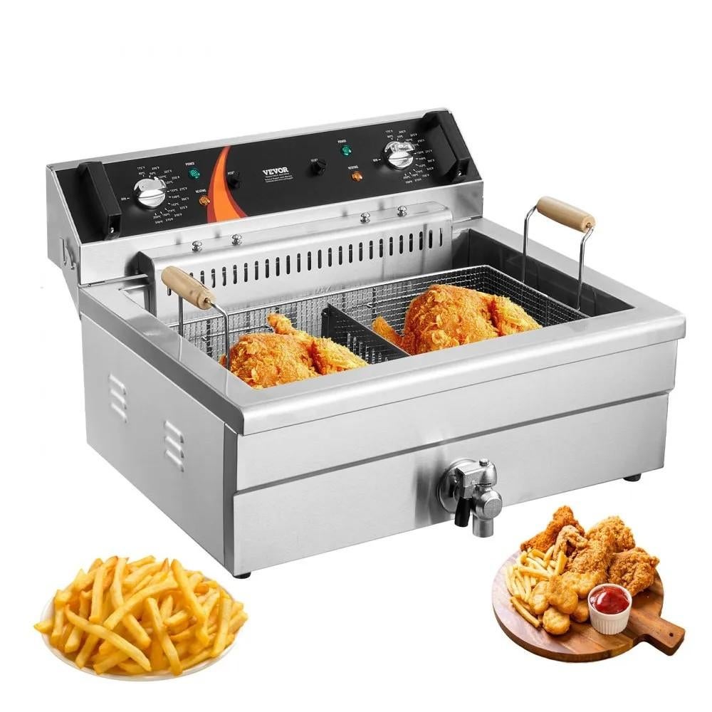 Commerciële Elektrische Frituurpan - 20L Capaciteit, 4 liter of meer, Ophalen, Nieuw, Duo-friteuse