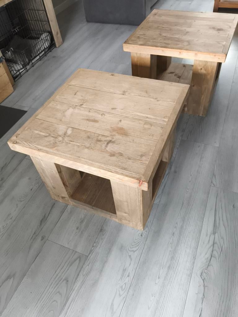 Steigerhouten salontafel, Ophalen, Gebruikt, Vierkant, 50 tot 100 cm