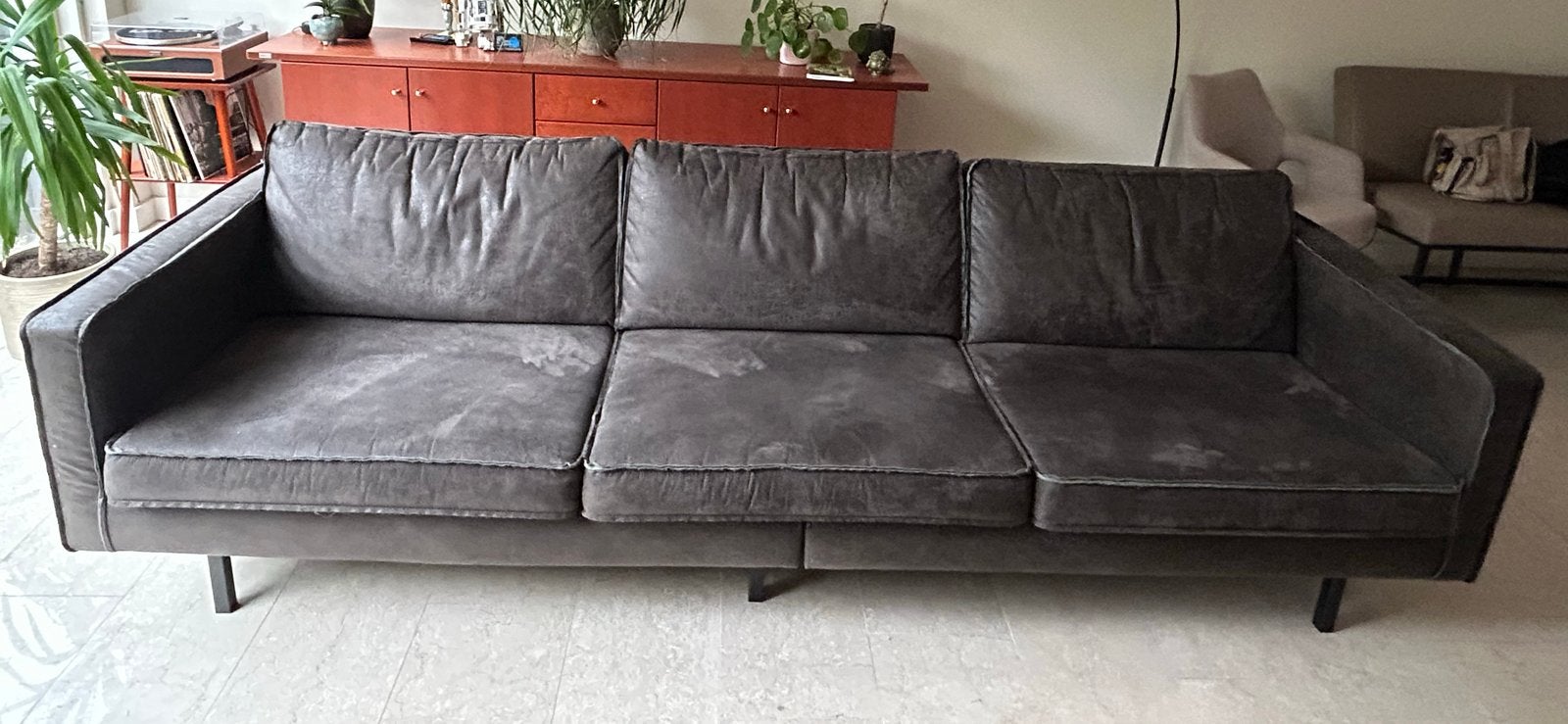 BePureHome Rodeo 3-zitsbank, gerecycled leer, zwart, Ophalen, 250 tot 300 cm, Driepersoons, 75 tot 100 cm