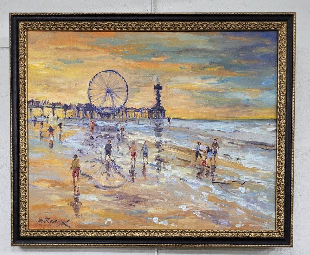 Albert RIGAUX, een avond op het strand van Scheveningen, Antiek en Kunst, Kunst | Schilderijen | Klassiek, Maritiem / water, Doek