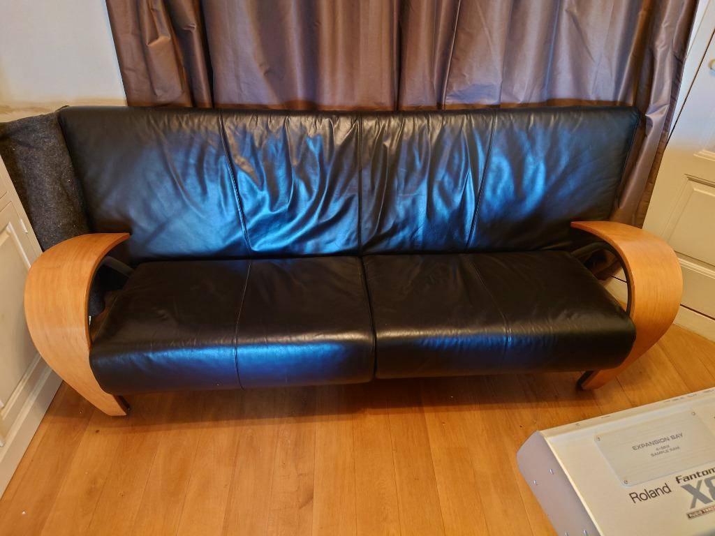 Design bank Harvink Leer, Ophalen, Gebruikt, Tweepersoons, 75 tot 100 cm
