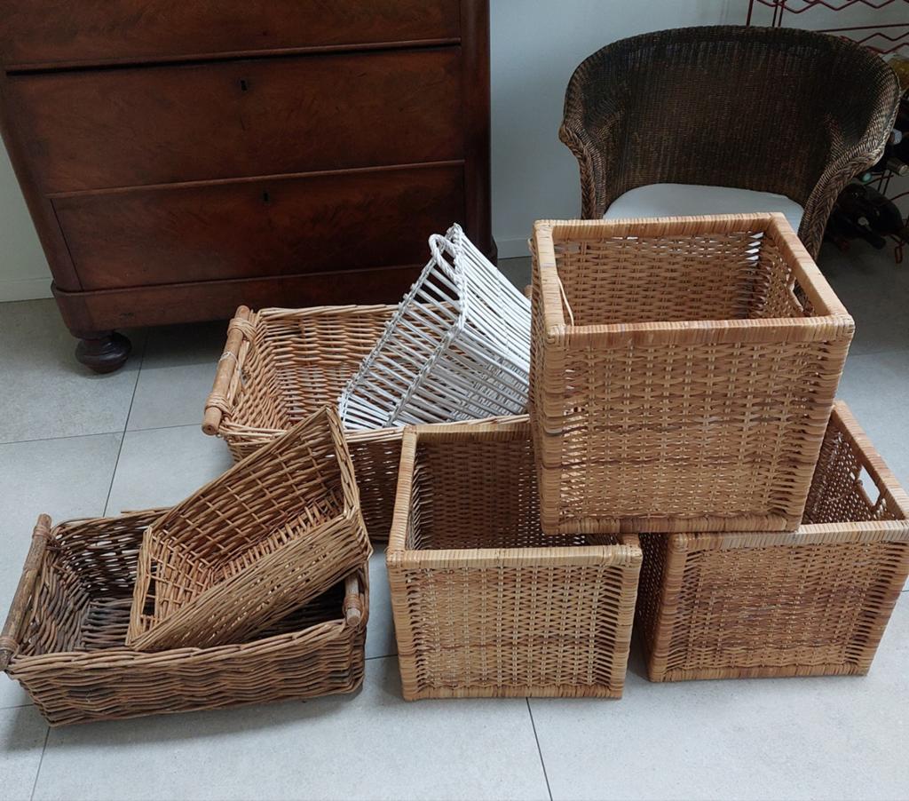 Rieten manden, Huis en Inrichting, Woonaccessoires | Schalen en Manden, Ophalen, Rechthoekig, Riet