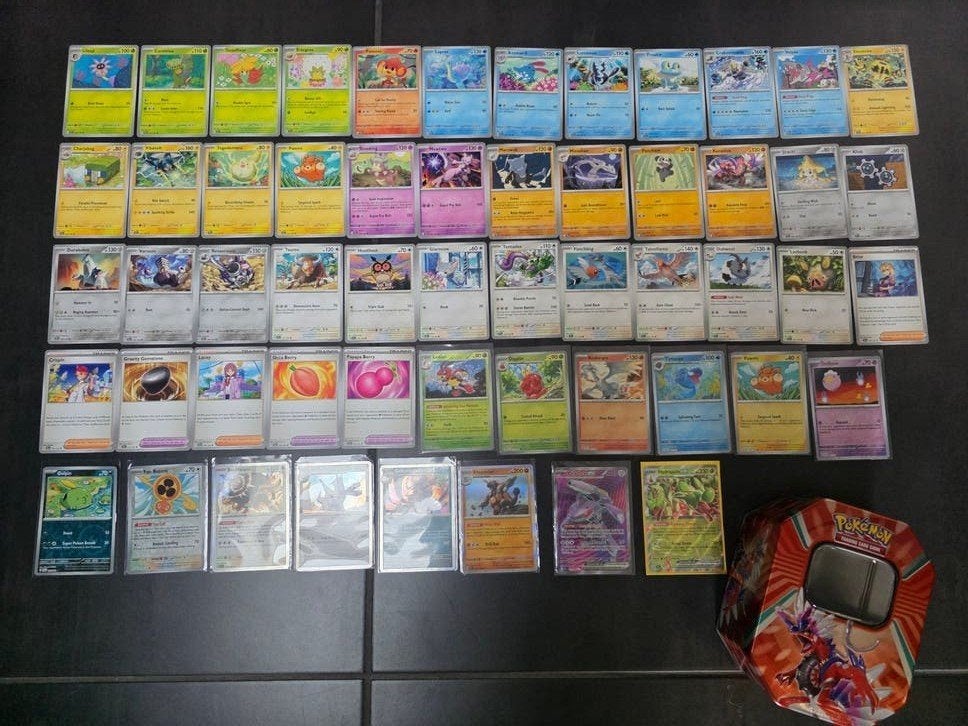 54 stellar crown Pokémon kaarten met bewaarblik, Ophalen of Verzenden, Gebruikt, Meerdere kaarten