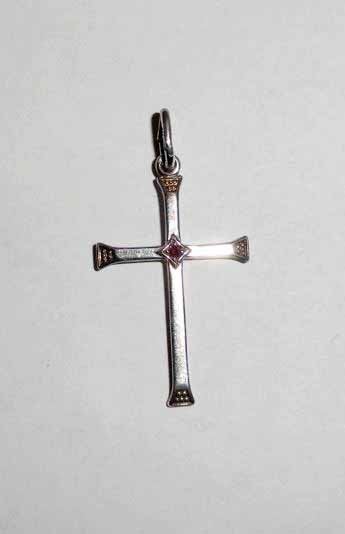 Hanger Kruis Zilver Robijn, Sieraden, Tassen en Uiterlijk, Kettinghangers, Verzenden, Zo goed als nieuw, Zilver, Zilver