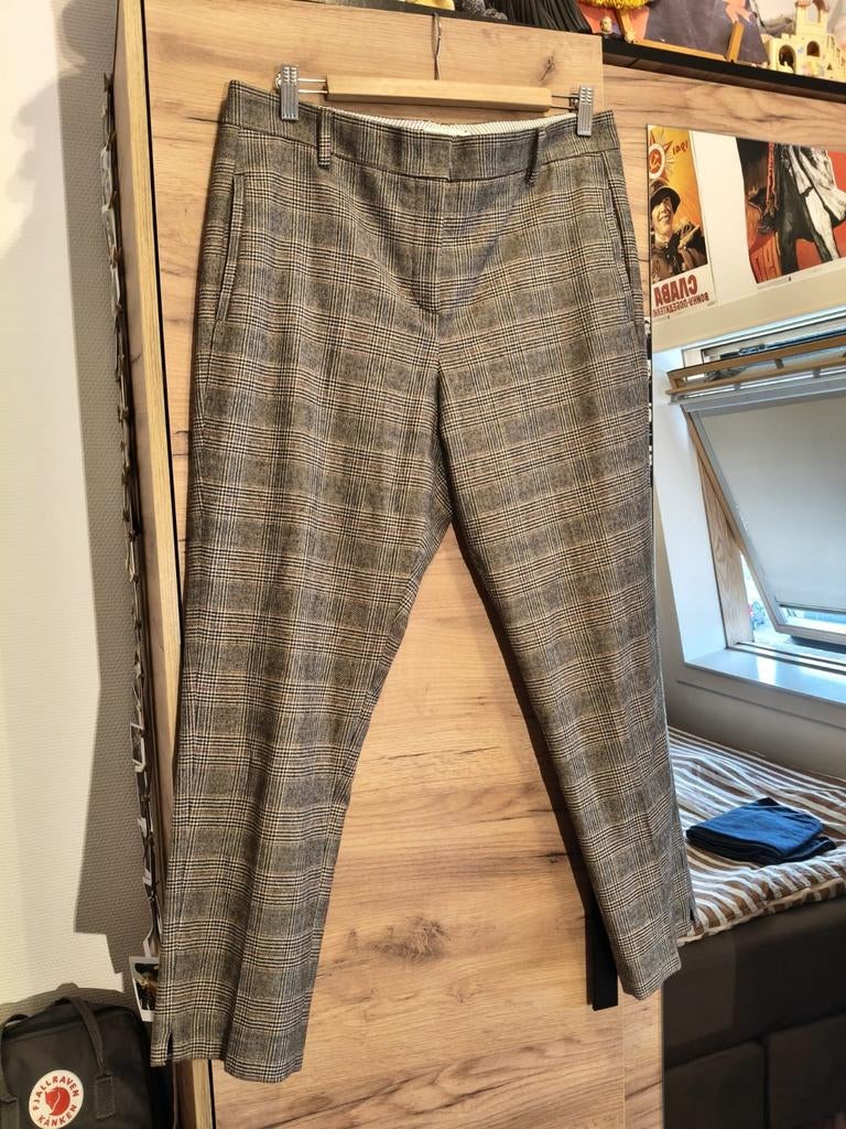 Essentiel Antwerp Geruite Broek - Old Money Stijl, Maat 42/44 (L), Ophalen of Verzenden, Grijs, Driekwart