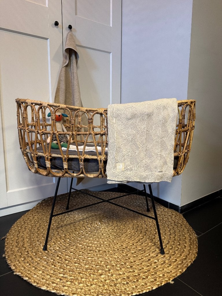 Prachtig wiegje rotan op zwart ijzeren poten, Kinderen en Baby's, Ophalen, Zo goed als nieuw, Wieg