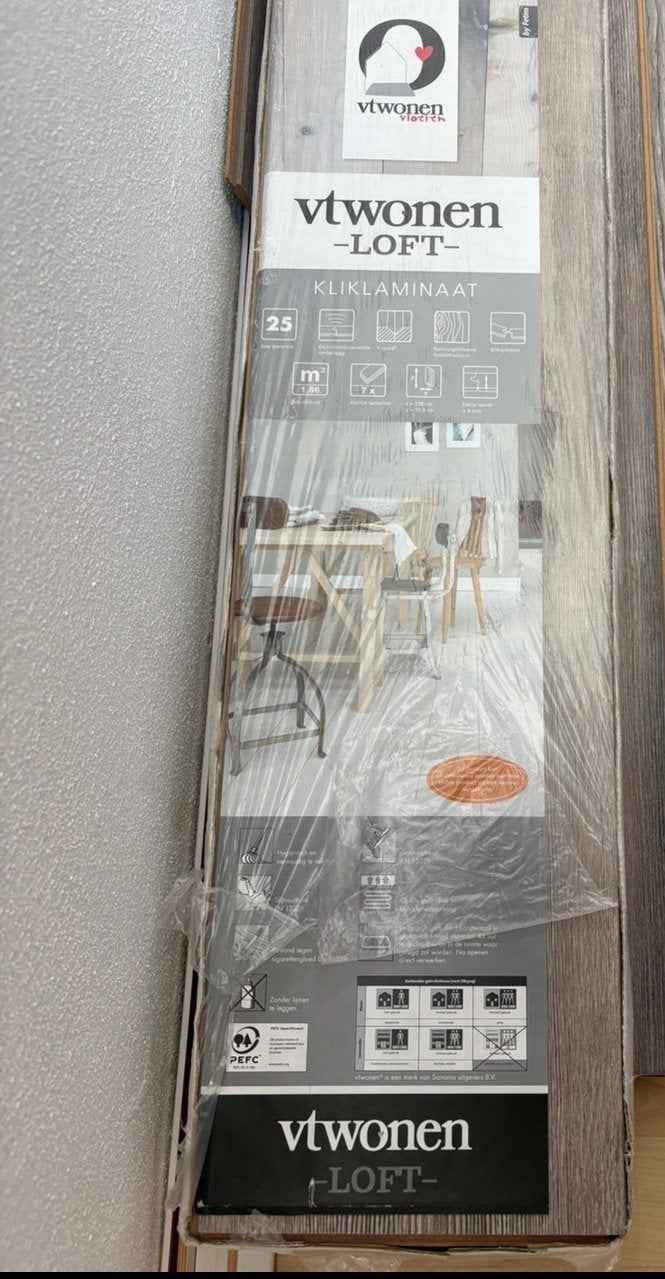 Kliklaminaat vt wonen (zie de beschrijving voor meer info, Ophalen, Gebruikt, 50 tot 150 cm, 10 m² of meer