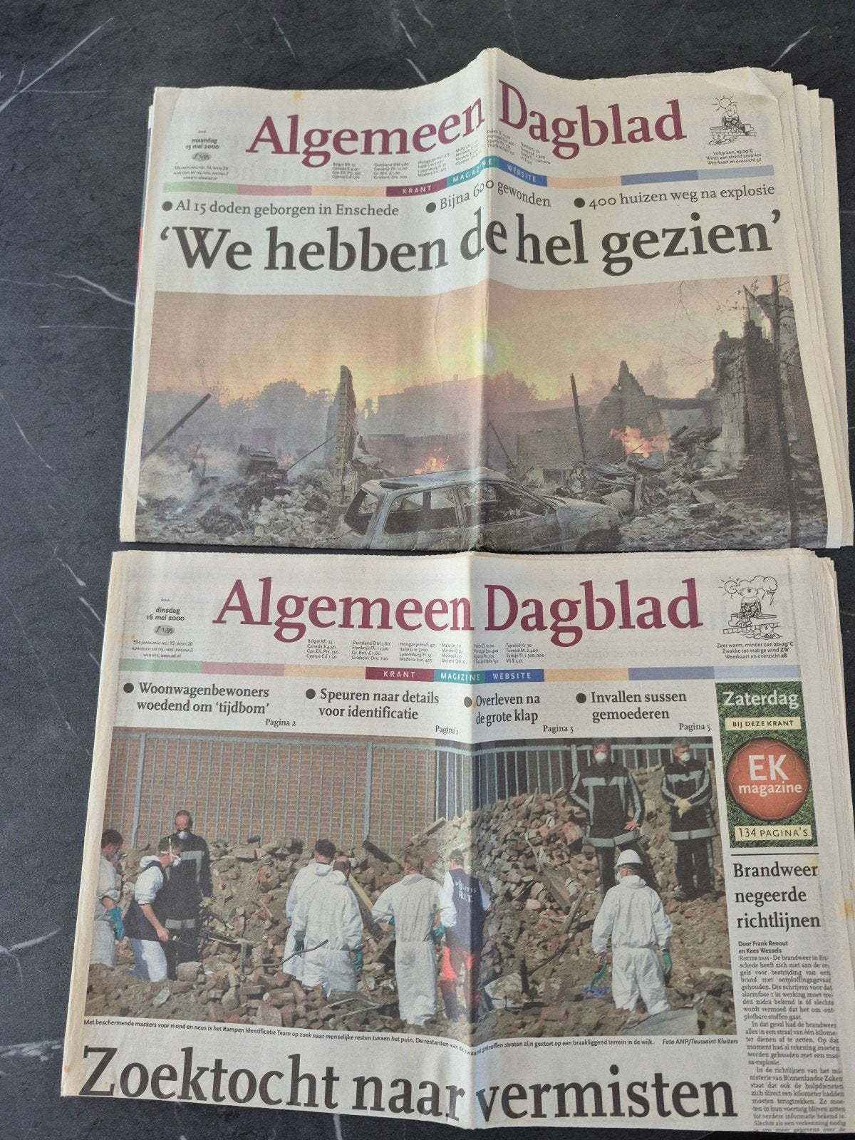 Algemeen Dagblad - Vuurwerkramp Enschede (2000), Boeken, Ophalen of Verzenden, Gelezen, Krant