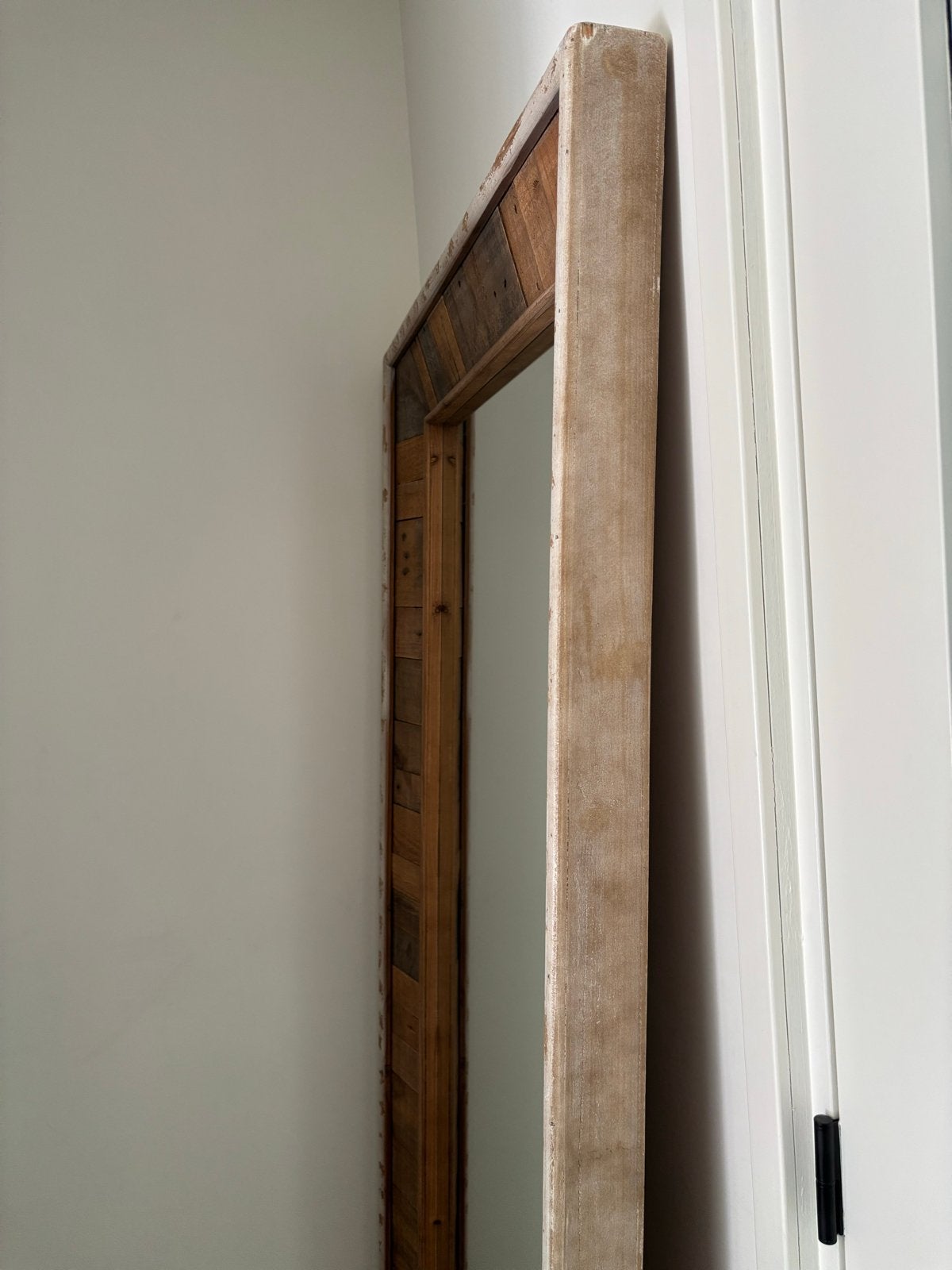 Grote spiegel met houten lijst - 195x95 cm, Huis en Inrichting, Woonaccessoires | Spiegels, Ophalen, Zo goed als nieuw, 75 tot 100 cm
