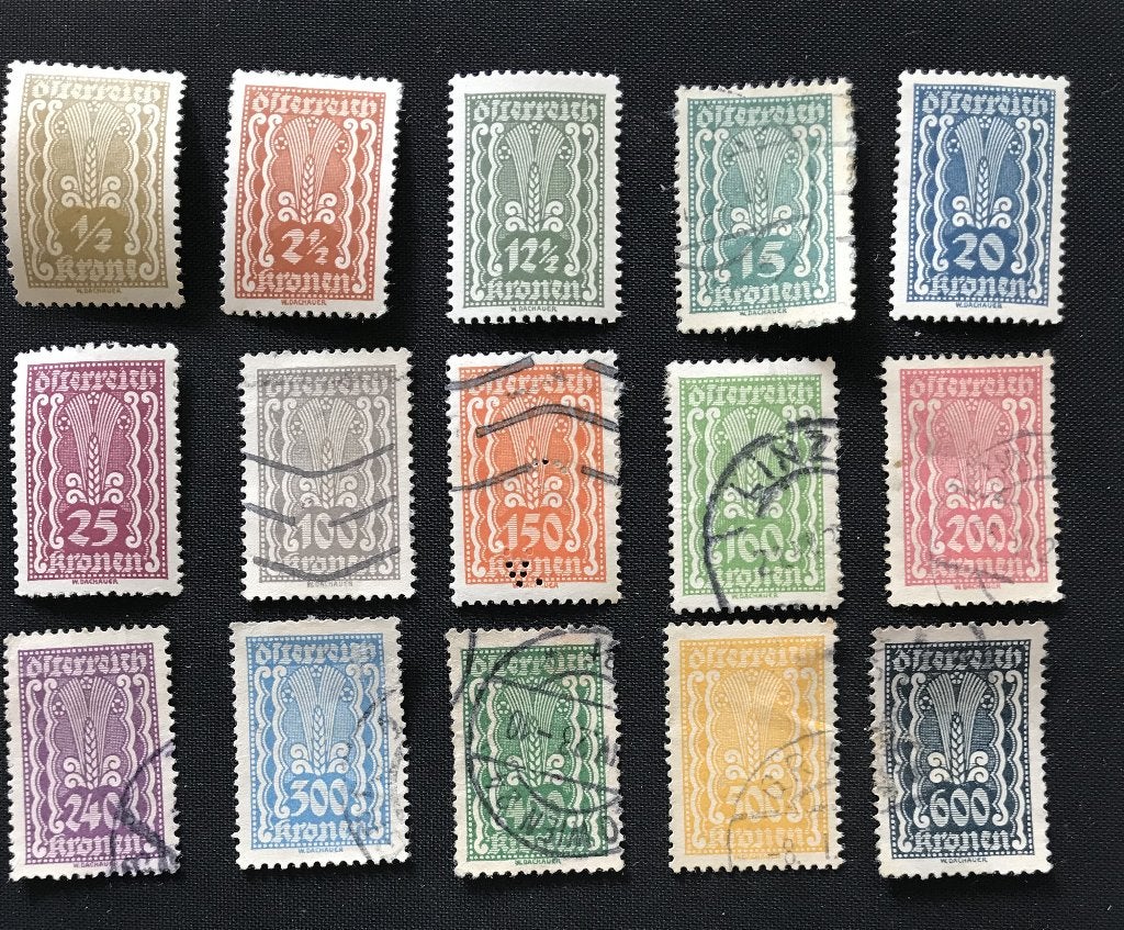 Oostenrijk postzegel serie korenaar 1919, Verzenden, Gestempeld
