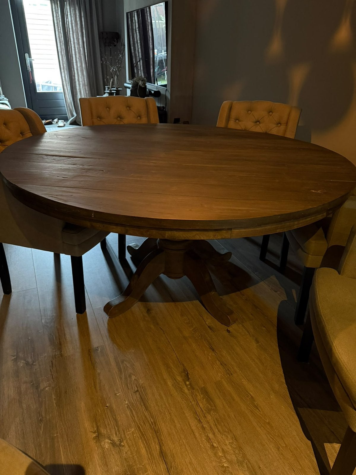 Aura Peeperkorn eettafel - 155 cm - Frieda Dorresteijn, Huis en Inrichting, Ophalen, Zo goed als nieuw, Rond, 100 tot 150 cm
