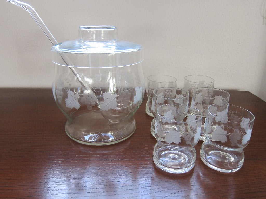 Punch bowl set met 6 glazen, Ophalen, Gebruikt, Overige typen