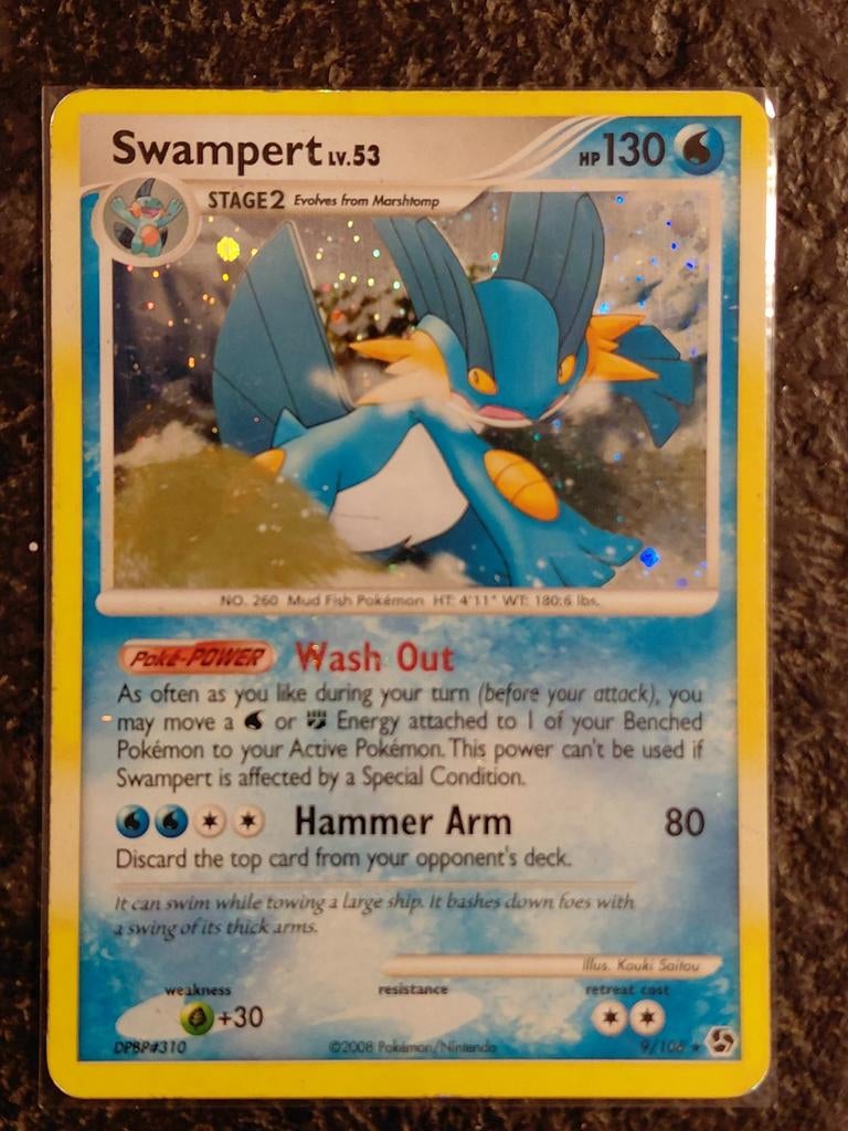 Pokémon Kaart Swampert LV.53 Holo Foil, Ophalen of Verzenden, Zo goed als nieuw, Losse kaart, Foil