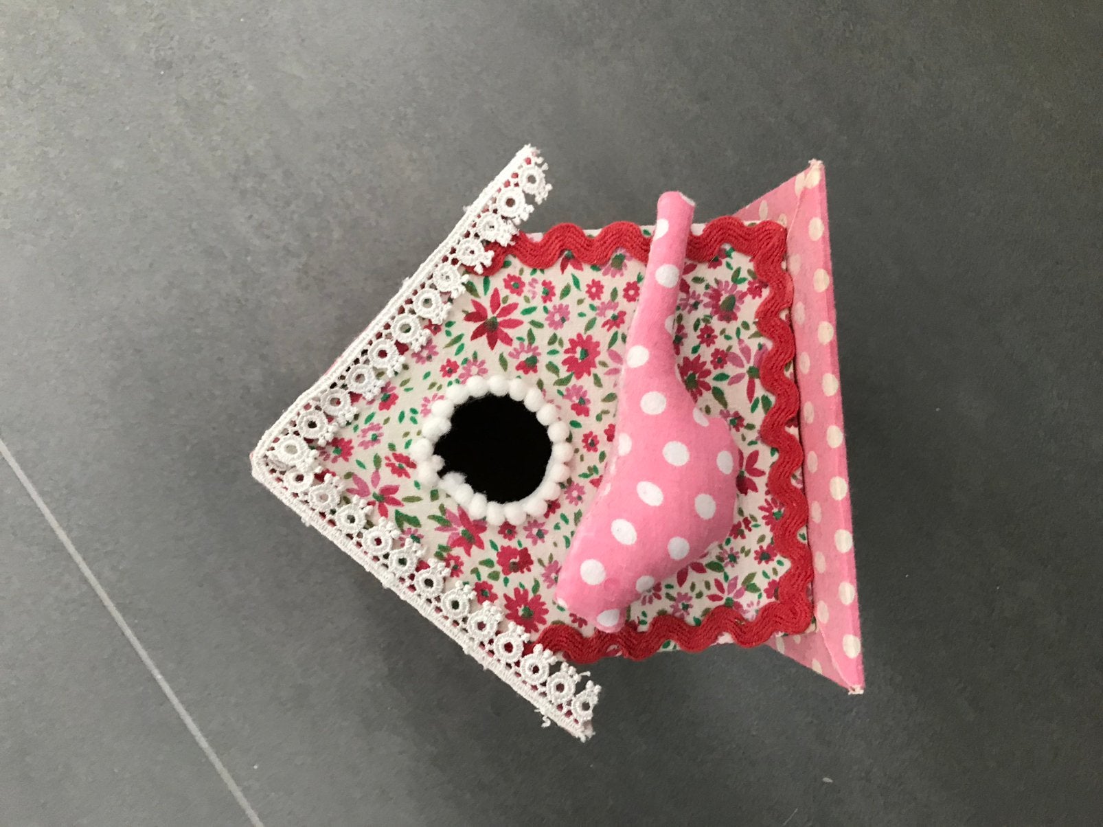 Decoratief roze stoffen vogelhuisje te koop, Ophalen of Verzenden