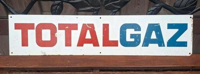 Totalgaz total gas benzine pomp reclame bord geen emaille, Verzamelen, Ophalen of Verzenden, Gebruikt, Reclamebord
