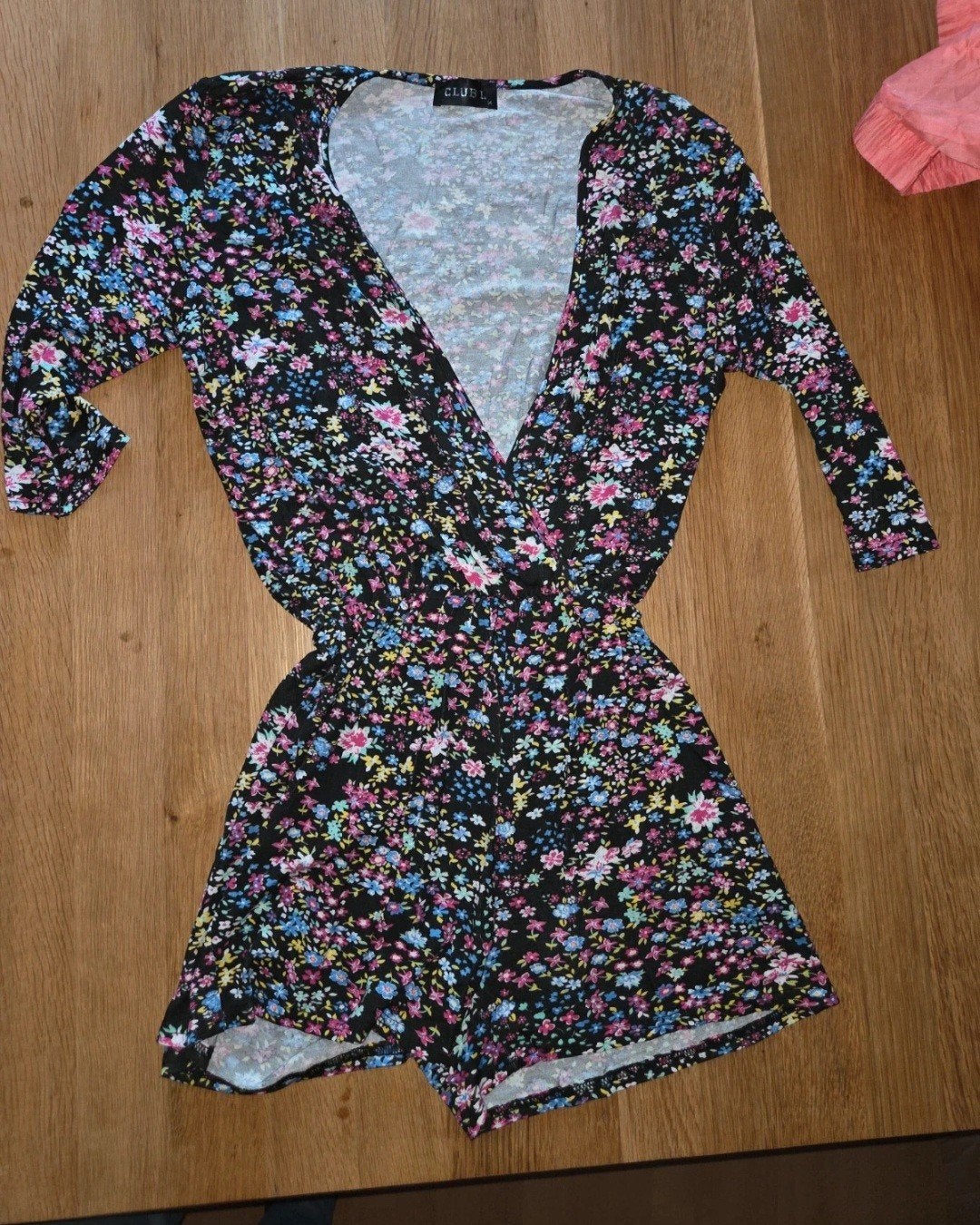 CLUB L playsuit maat 42 L XL stretch bloemenprint, Kleding | Dames, CLUB L, Zwart, Maat 42/44 (L), Ophalen of Verzenden