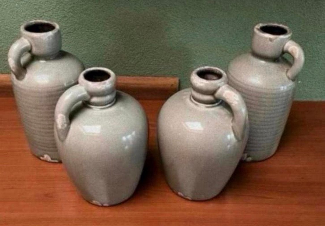 4decoratieve kruiken/ vazen, Ophalen, Minder dan 50 cm, Groen, Glas