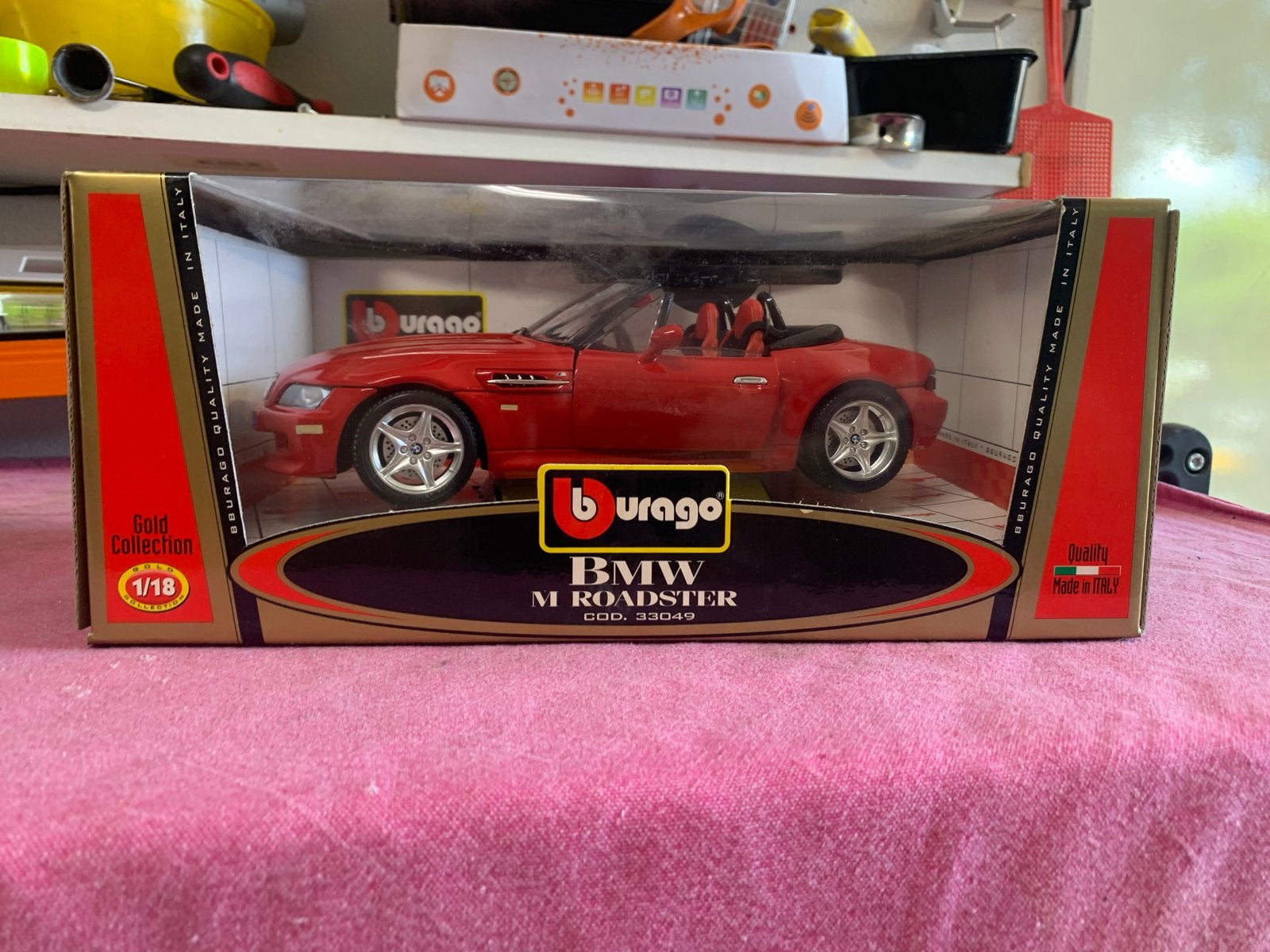 2x Burago BMW M Roadster (groen en rood) - schaal 1:18, Hobby en Vrije tijd, Modelauto's | 1:18, Ophalen, Zo goed als nieuw, Auto