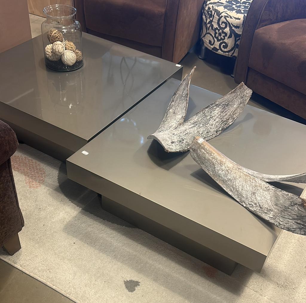 2 bloktafels beige/champange kleurig glans!, Rond, Zo goed als nieuw, Minder dan 50 cm, 50 tot 100 cm