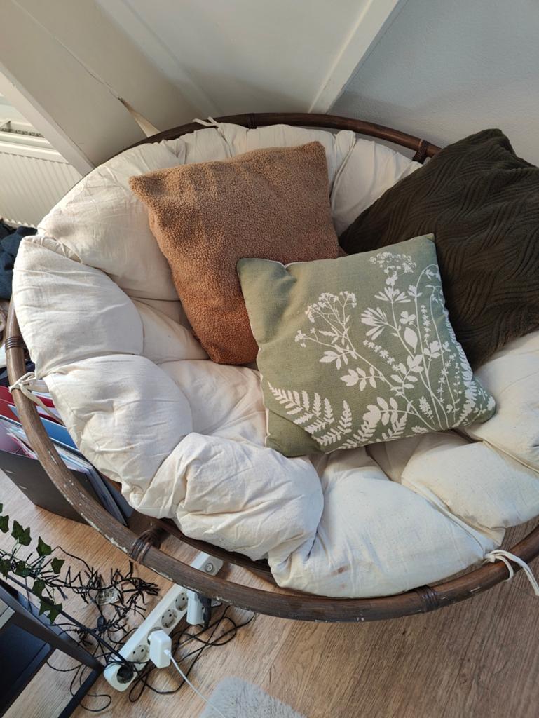 Papasan ronde stoel rotan, Ophalen, Gebruikt, Eenpersoons, 75 tot 100 cm
