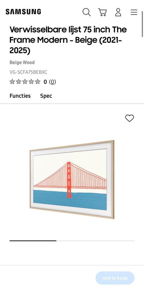 Samsung The Frame lijst 75 inch BEIGE WOOD (nieuw), Ophalen of Verzenden, Nieuw